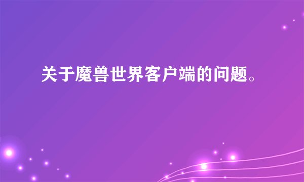 关于魔兽世界客户端的问题。