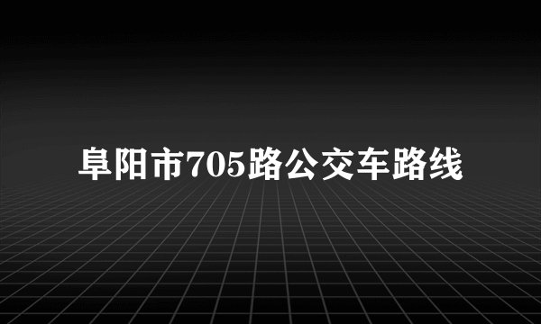 阜阳市705路公交车路线