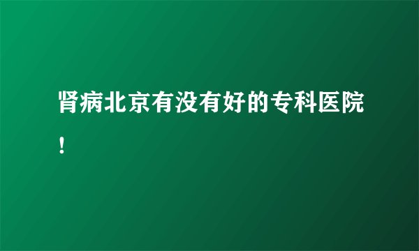 肾病北京有没有好的专科医院！