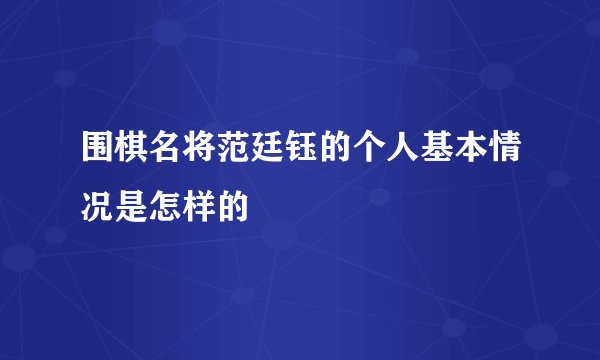 围棋名将范廷钰的个人基本情况是怎样的
