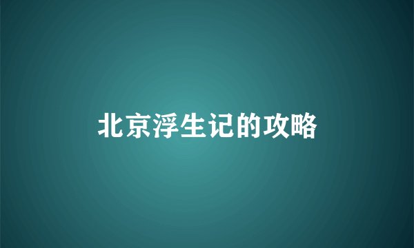 北京浮生记的攻略