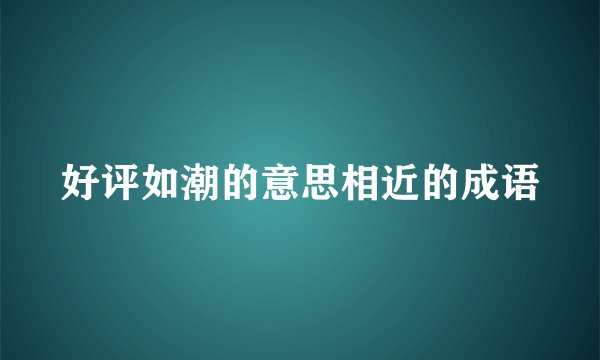 好评如潮的意思相近的成语