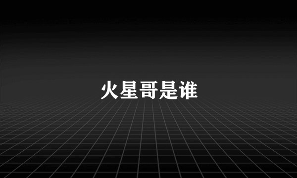 火星哥是谁