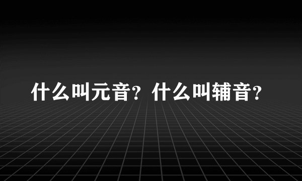 什么叫元音？什么叫辅音？