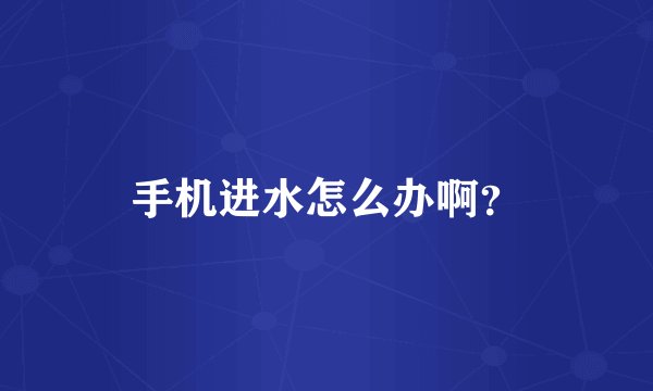 手机进水怎么办啊？