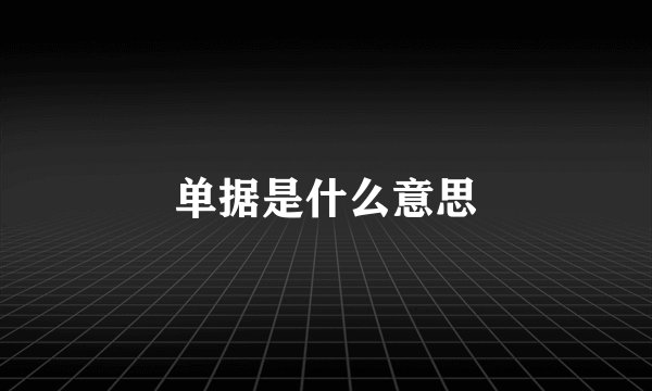 单据是什么意思