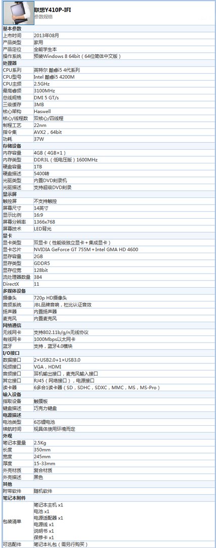联想Y410P怎么样