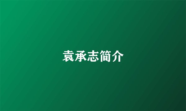 袁承志简介
