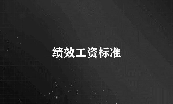 绩效工资标准