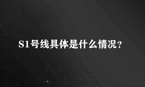 S1号线具体是什么情况？