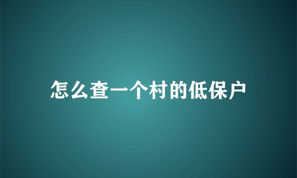 怎么查一个村的低保户