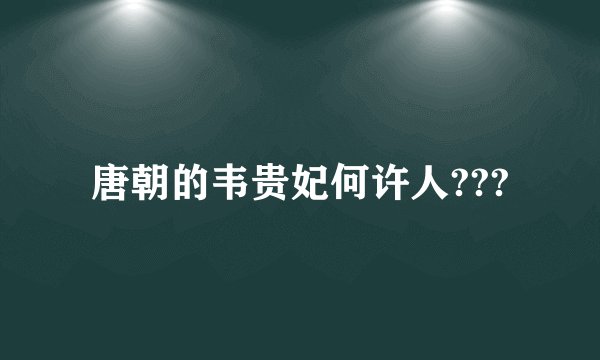唐朝的韦贵妃何许人???