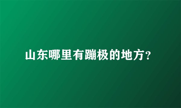 山东哪里有蹦极的地方？