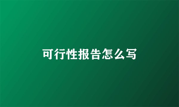 可行性报告怎么写