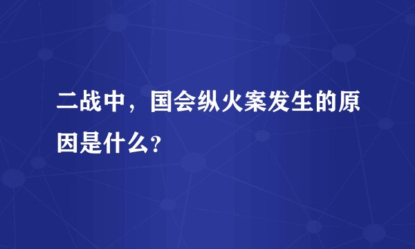 二战中，国会纵火案发生的原因是什么？