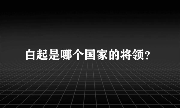 白起是哪个国家的将领？