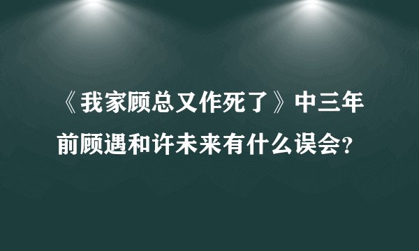 《我家顾总又作死了》中三年前顾遇和许未来有什么误会？