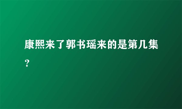 康熙来了郭书瑶来的是第几集？