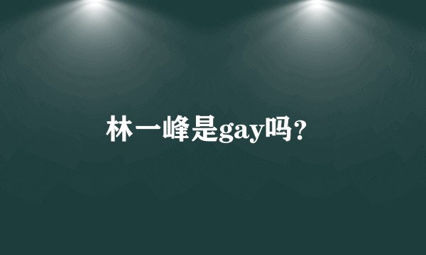林一峰是gay吗？