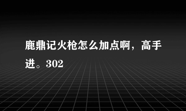 鹿鼎记火枪怎么加点啊，高手进。302