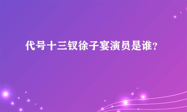 代号十三钗徐子宴演员是谁？