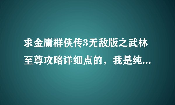 求金庸群侠传3无敌版之武林至尊攻略详细点的，我是纯新手有没有门派无所谓，能多详细要多详细