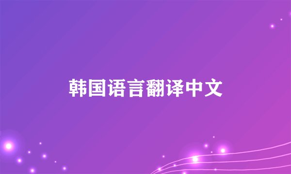 韩国语言翻译中文
