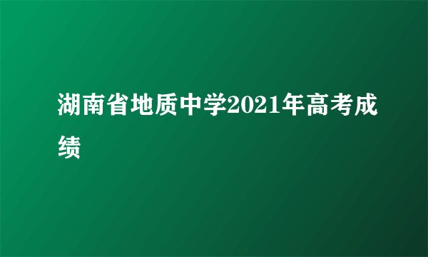 湖南省地质中学2021年高考成绩