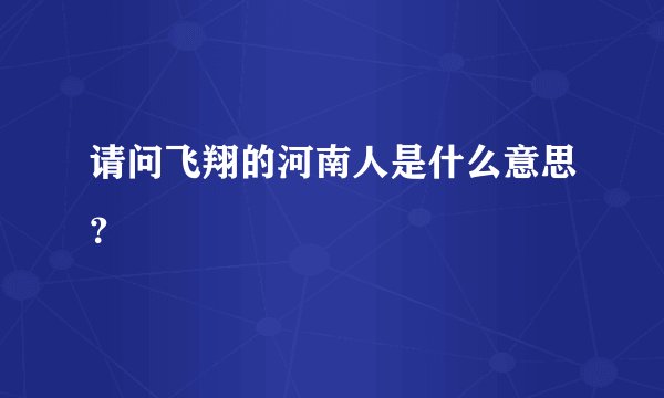 请问飞翔的河南人是什么意思？