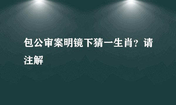 包公审案明镜下猜一生肖？请注解