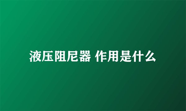 液压阻尼器 作用是什么