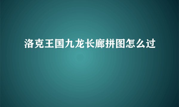 洛克王国九龙长廊拼图怎么过