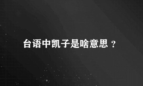 台语中凯子是啥意思 ?