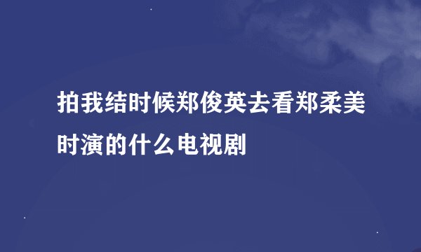 拍我结时候郑俊英去看郑柔美时演的什么电视剧