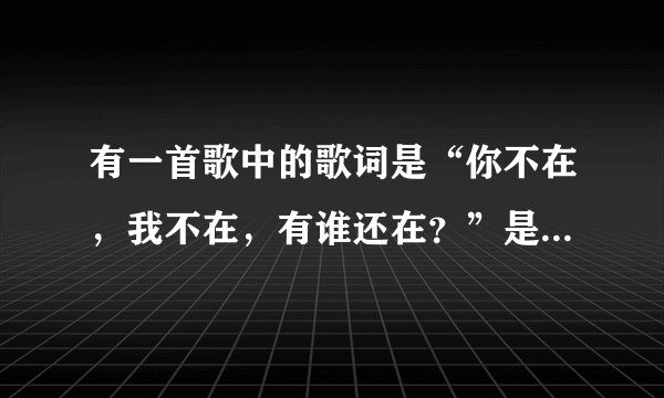 有一首歌中的歌词是“你不在,我不在,有谁还在?”是什么歌?