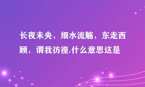 长夜未央，细水流觞，东走西顾，谓我彷徨.什么意思这是