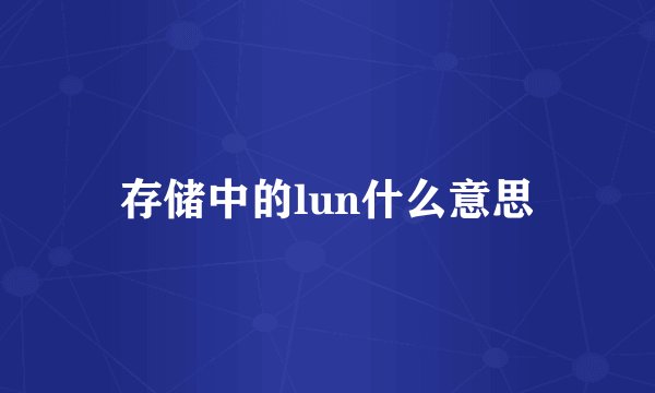 存储中的lun什么意思