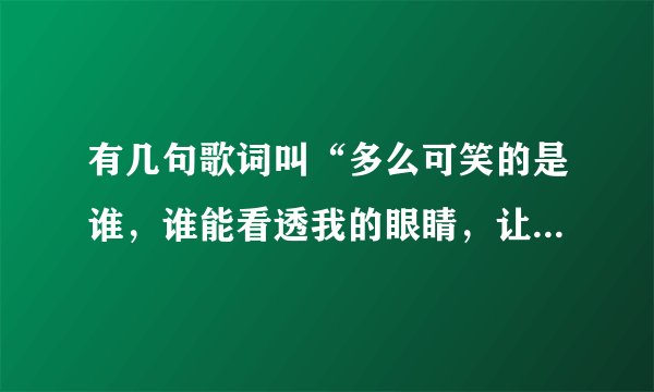 有几句歌词叫“多么可笑的是谁，谁能看透我的眼睛，让我不再失眠...我想忘了你的样子”是什么歌？