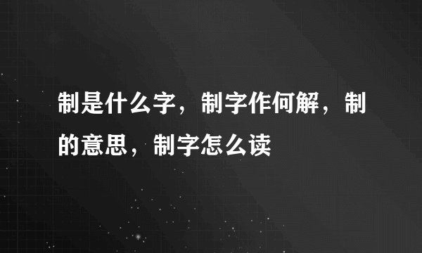 制是什么字，制字作何解，制的意思，制字怎么读