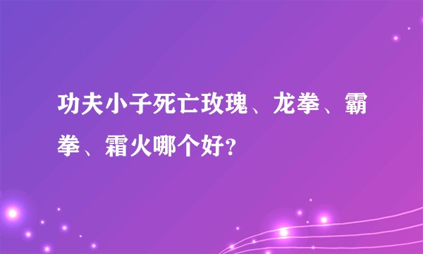功夫小子死亡玫瑰、龙拳、霸拳、霜火哪个好？