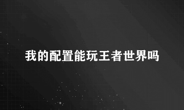 我的配置能玩王者世界吗
