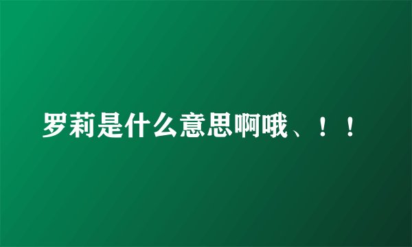 罗莉是什么意思啊哦、！！