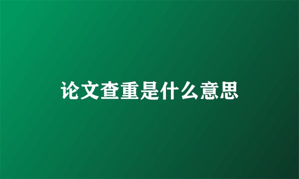论文查重是什么意思