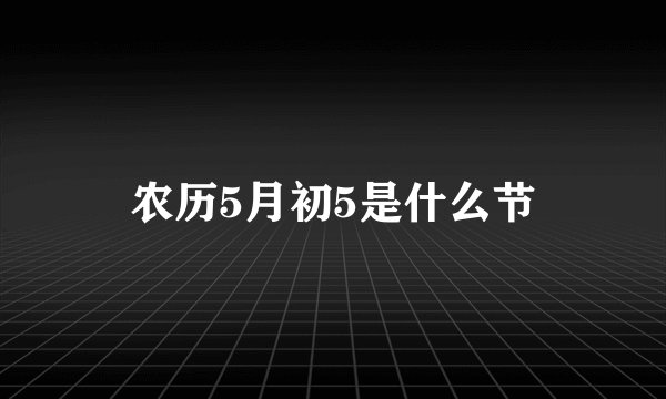 农历5月初5是什么节