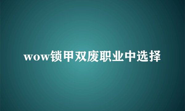 wow锁甲双废职业中选择