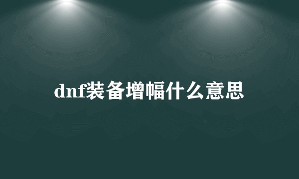 dnf装备增幅什么意思