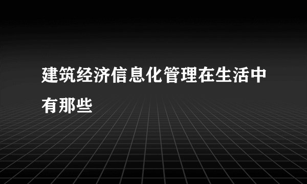 建筑经济信息化管理在生活中有那些
