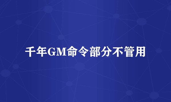 千年GM命令部分不管用