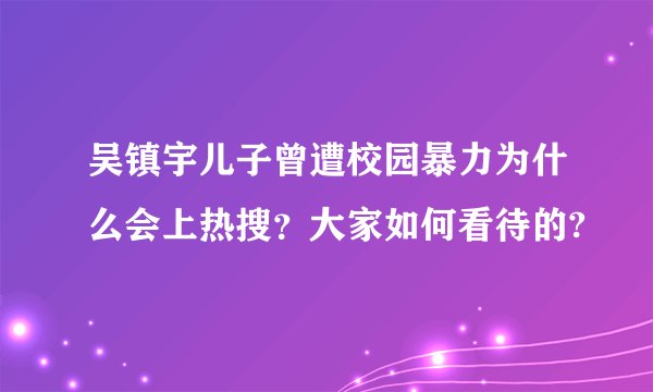 吴镇宇儿子曾遭校园暴力为什么会上热搜？大家如何看待的?
