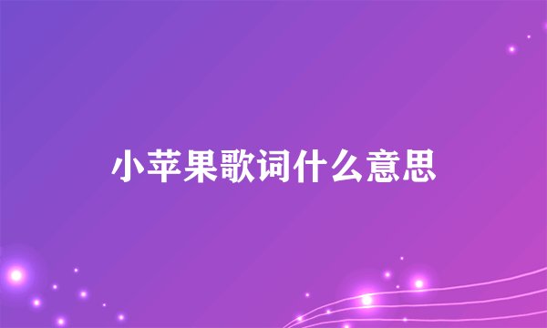 小苹果歌词什么意思